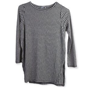 Zara Shirt S Womens Side Slit Long Sleeve Striped Crew Neck Swim Cover Tunic